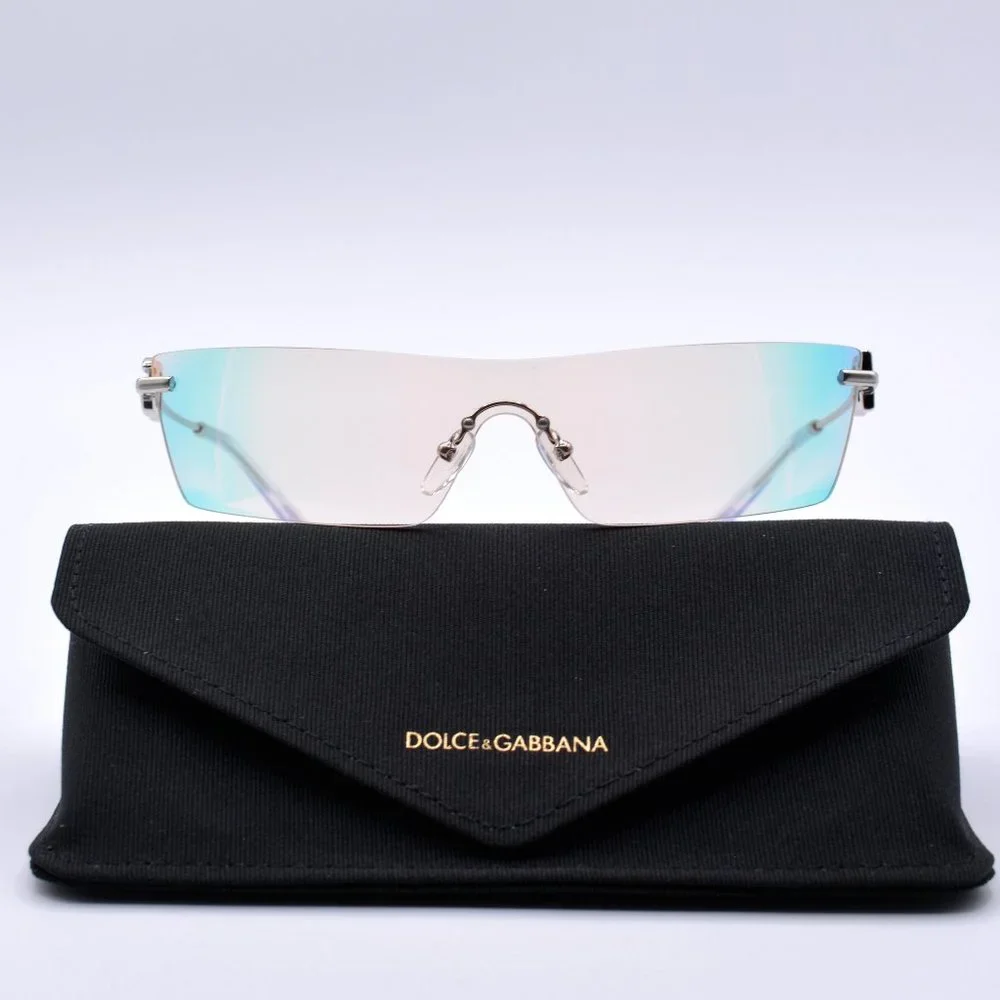 NEW DOLCE & GABBANA DG2292 IRIDESCENT RIMLESS SHIELD AUTHENTIC SUNGLASSES - Picture 4 of 15